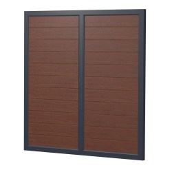 Sichtschutz Element Kunststoff Dicht mit Kämpfer 180cm Nussbaum Anthrazit