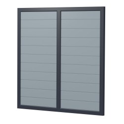 Sichtschutz Element Kunststoff Design Dicht mit Kämpfer 180cm Grau Anthrazit