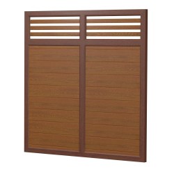Sichtschutz Element Kunststoff Design Rankgitter mit Kämpfer 180cm Golden Oak Nussbaum