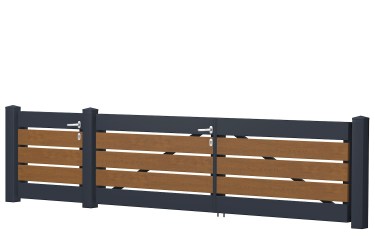 Gartentor_Gerade_PVC-Kunststoff_Golden Oak_Anthrazit
