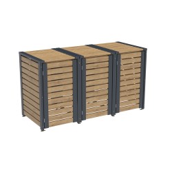 PVC 3er Tonnenboxen aus Kunststoff in Desert Oak - Anthrazit